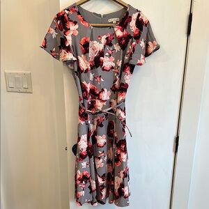 New York & Company Pink Midi Sundress Flutter Sleeves